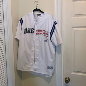 MLB White Dodgers Jersey with Blue Accents